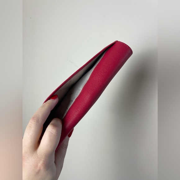 GUC Red FURLA Coated Leather Wallet Long - Picture 4 of 9